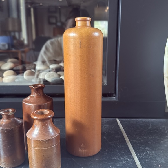 Stoneware Ink Antique English Stoneware Pinch Bottles Bud Vase Shelf Decor - Picture 14 of 15